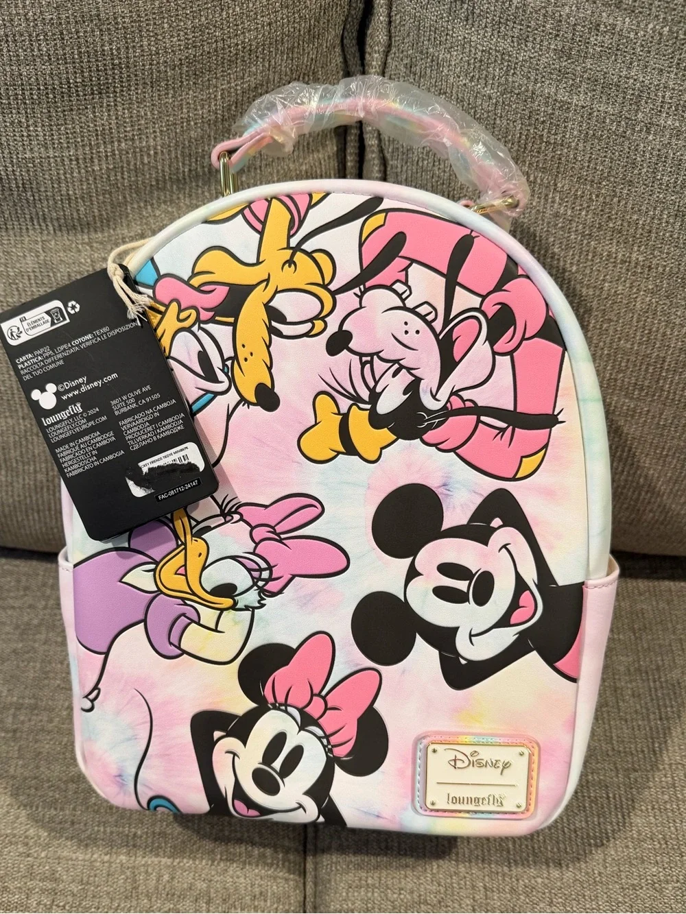 NEW- Loungefly Disney Pastel Minnie & Friends Kids Mini Backpack - Pink Tie-Dye
